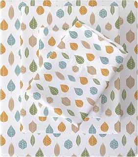 Viviland Floral Twin Sheet Set - 3 Piece Vintage Leaves Patterned Bed Sheets - Soft, Breathable Microfiber Boho Sheets with Deep Pocket, Non-Slip Fitted Sheets & Pillowcases