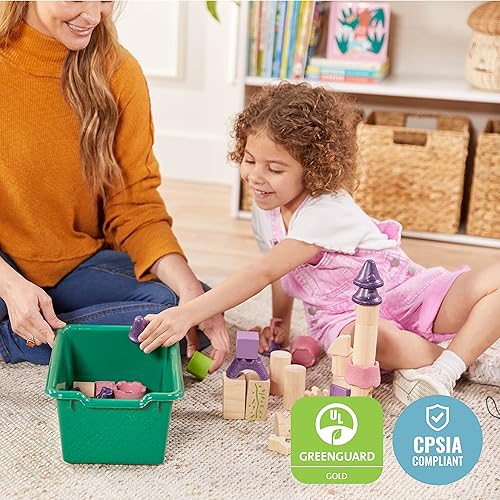 Miniatura 6 de ECR4Kids Cubo de almacenamiento frontal con cucharada, organización multiusos, verde, 30 piezas