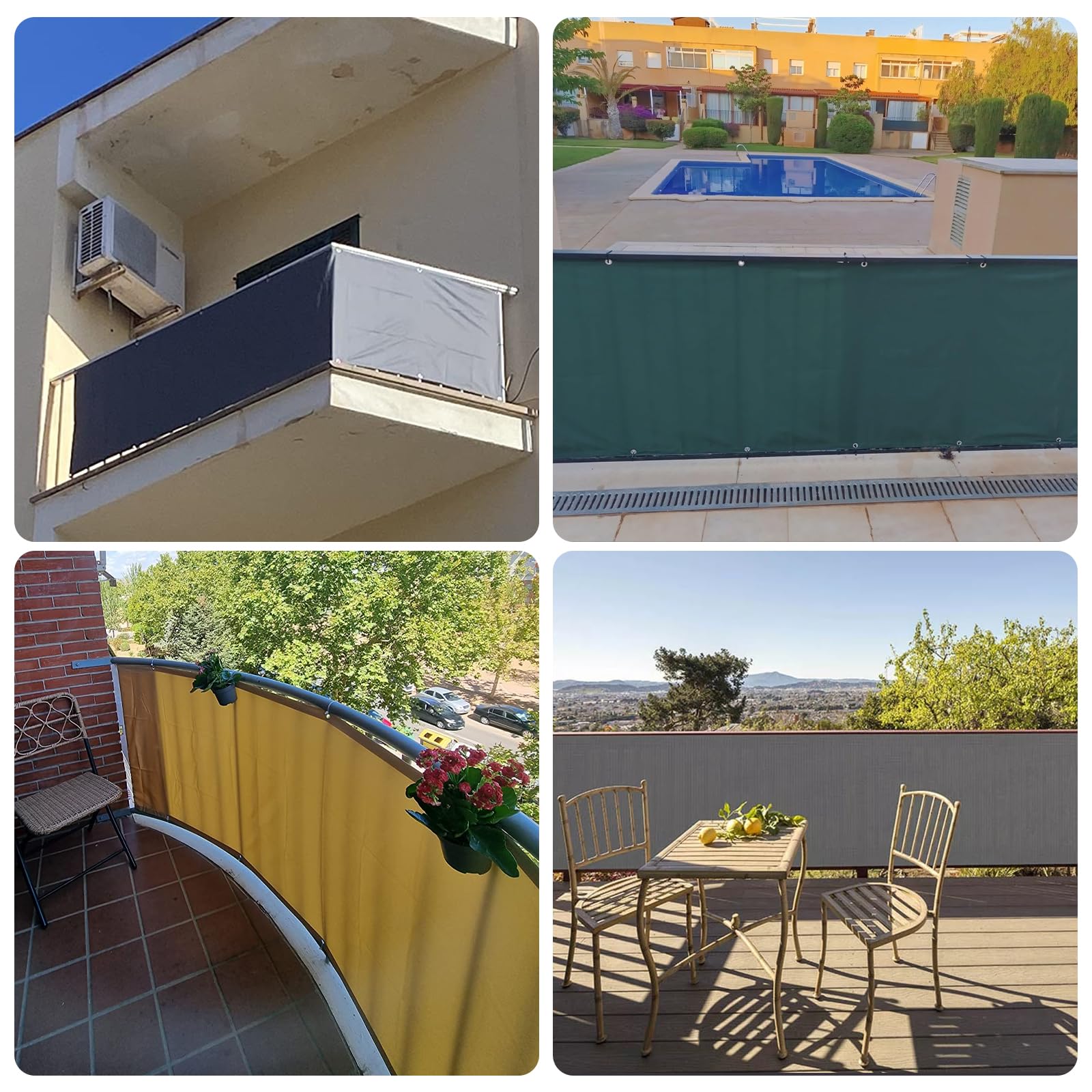 SUNNY GUARD Brise Vue Balcon 100x600cm HDPE Protection Solaire Respirabilité Gris