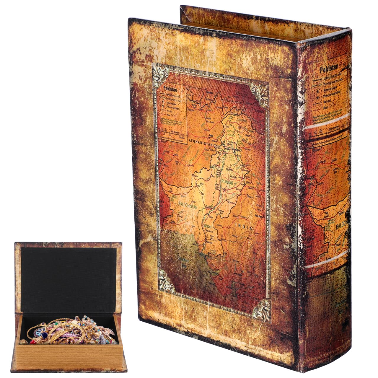 Amosfun boîte de rangement imitation livre ancien en PU de qualité supérieure