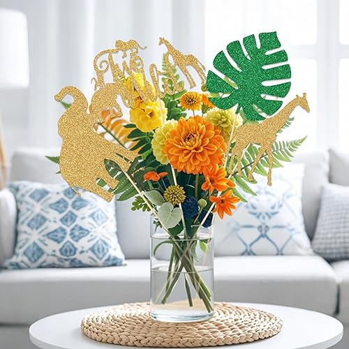 Miniatura 3 de Wild Two Centerpiece Sticks,Happy 2nd Birthday Decoration,Jungle Safari Animal Zoo Themed Baby ShowerSecond Anniversary Party Table Toppers Supplies
