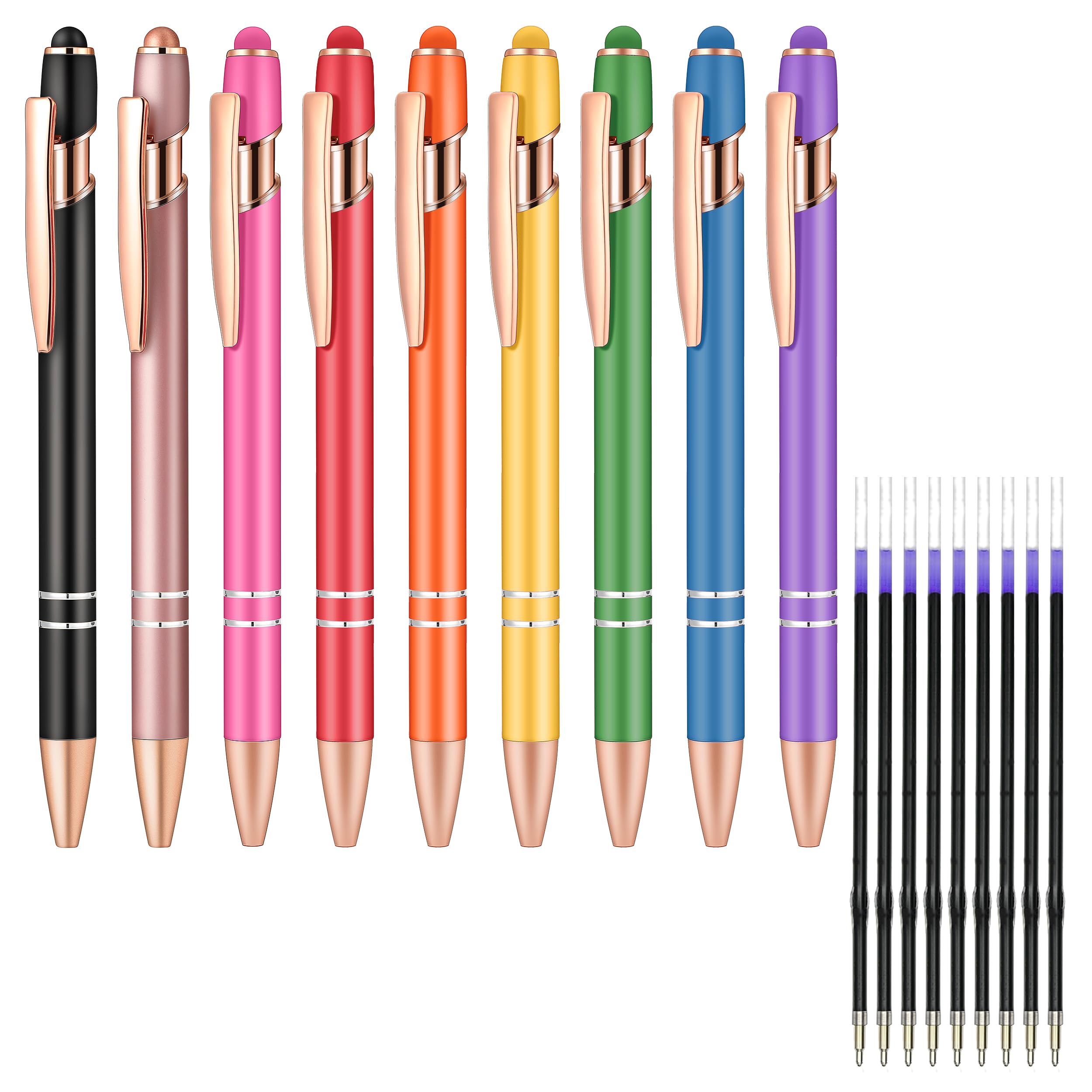 Aozora 18 Pack Ballpoint Pens Smooth Writing 2-in-1 Stylus Retractable Ballpoint Pen with Stylus tip, Office Decor Metal Stylus Pen for Touch Screens,