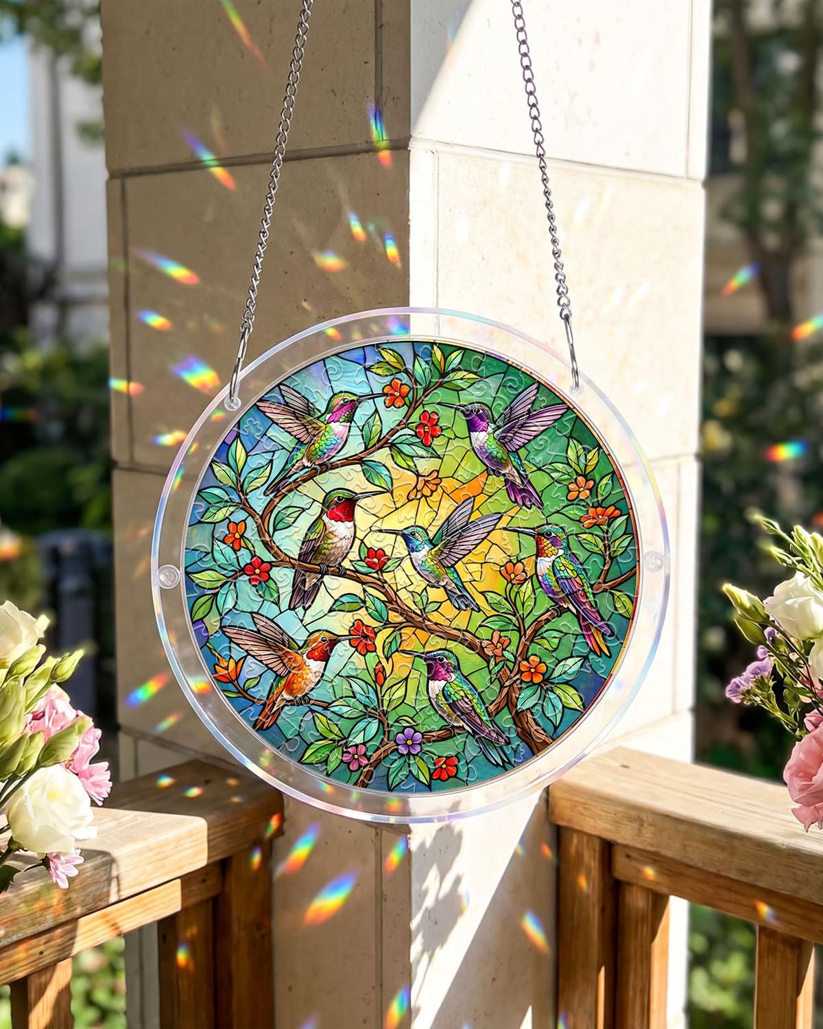 Acrylic Jigsaw Puzzle Suncatcher Tree Bird- Rainbow Maker Stained Glass Style Window Art Decor - DIY Acrylic Stained Glass Puzzles for Adults, Unique Birthday Gift for Mom Grandma