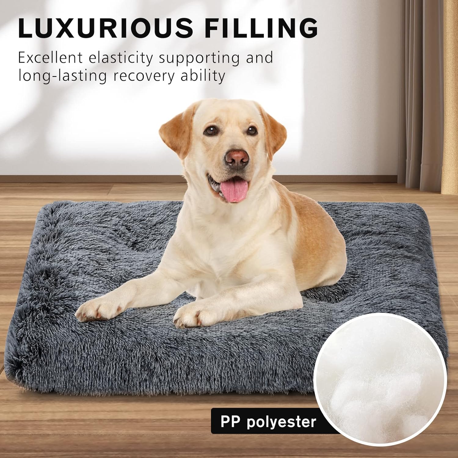 review Dog Bed,Crate Pet Bed Kennel Pad,Soft Plush,Comfortable Dog Bed,Washable,Suitable for Medium & Large Dogs(Dark Grey)