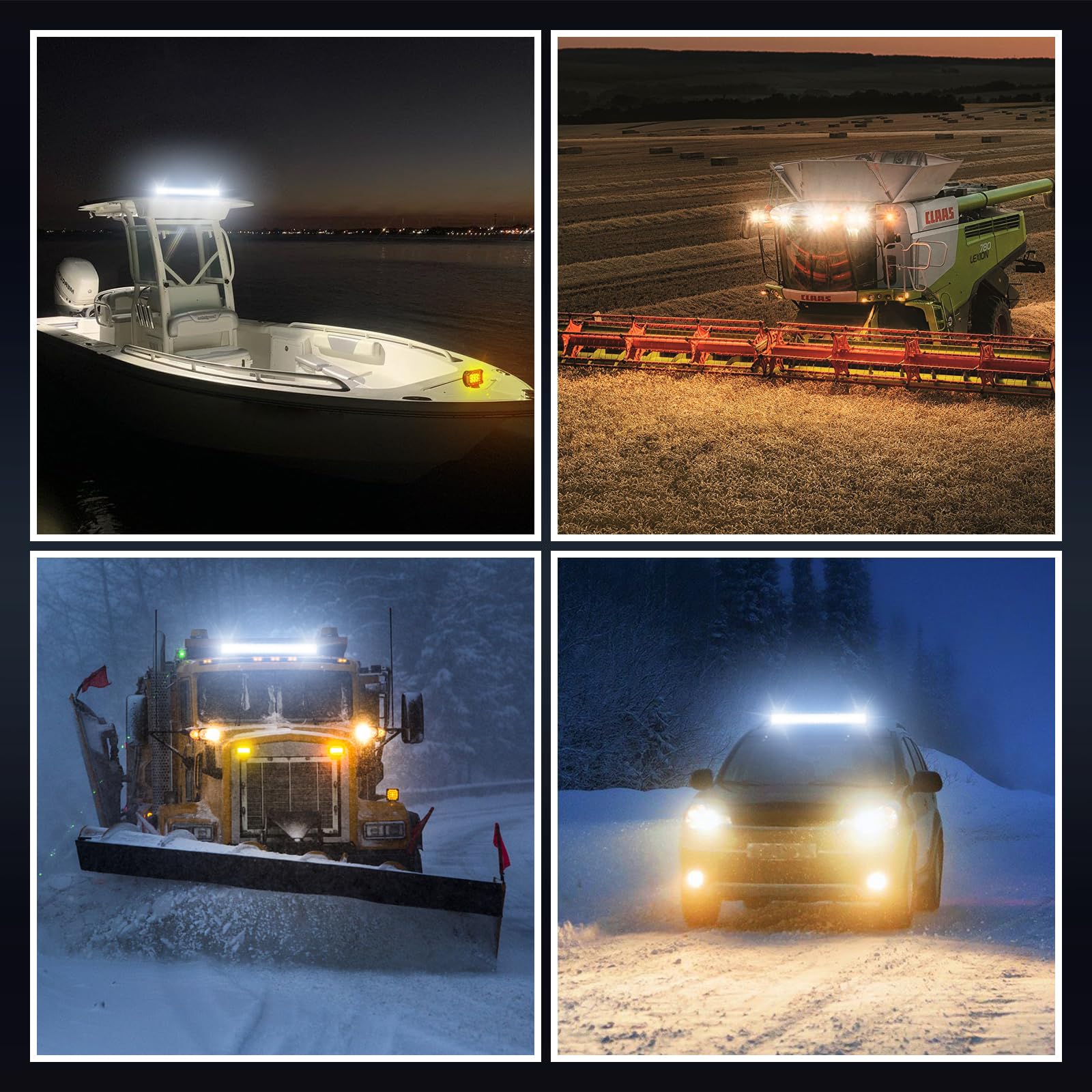 RIGIDON Barra Led Fuoristrada con Cablaggio 23" 60cm 324W Tripla Fila Barra Luce Led, Bianca Ambra Avvertenza Pericolo Luce Stroboscopica Lampeggiante Barra Luminosa di Lavoro per Auto Camion SUV 4x4