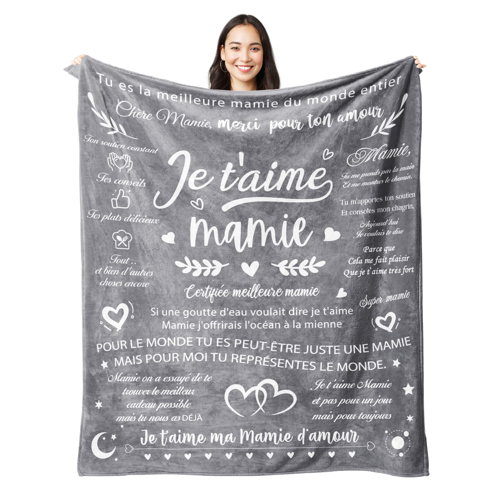 JOSOSO Cadeau Mamie Couverture 130X150CM, Cadeau Grand Mere, Cadeau