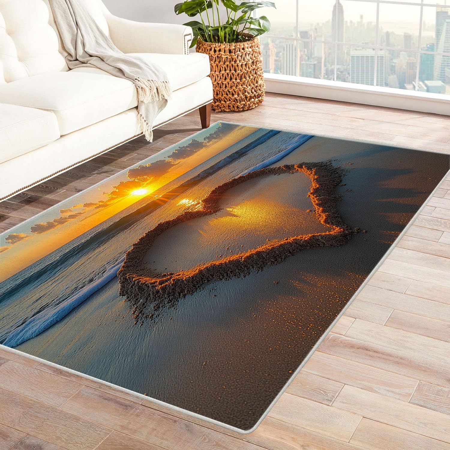 Tapis de chambre Cœur de Plage pour créer un salon chaleureux