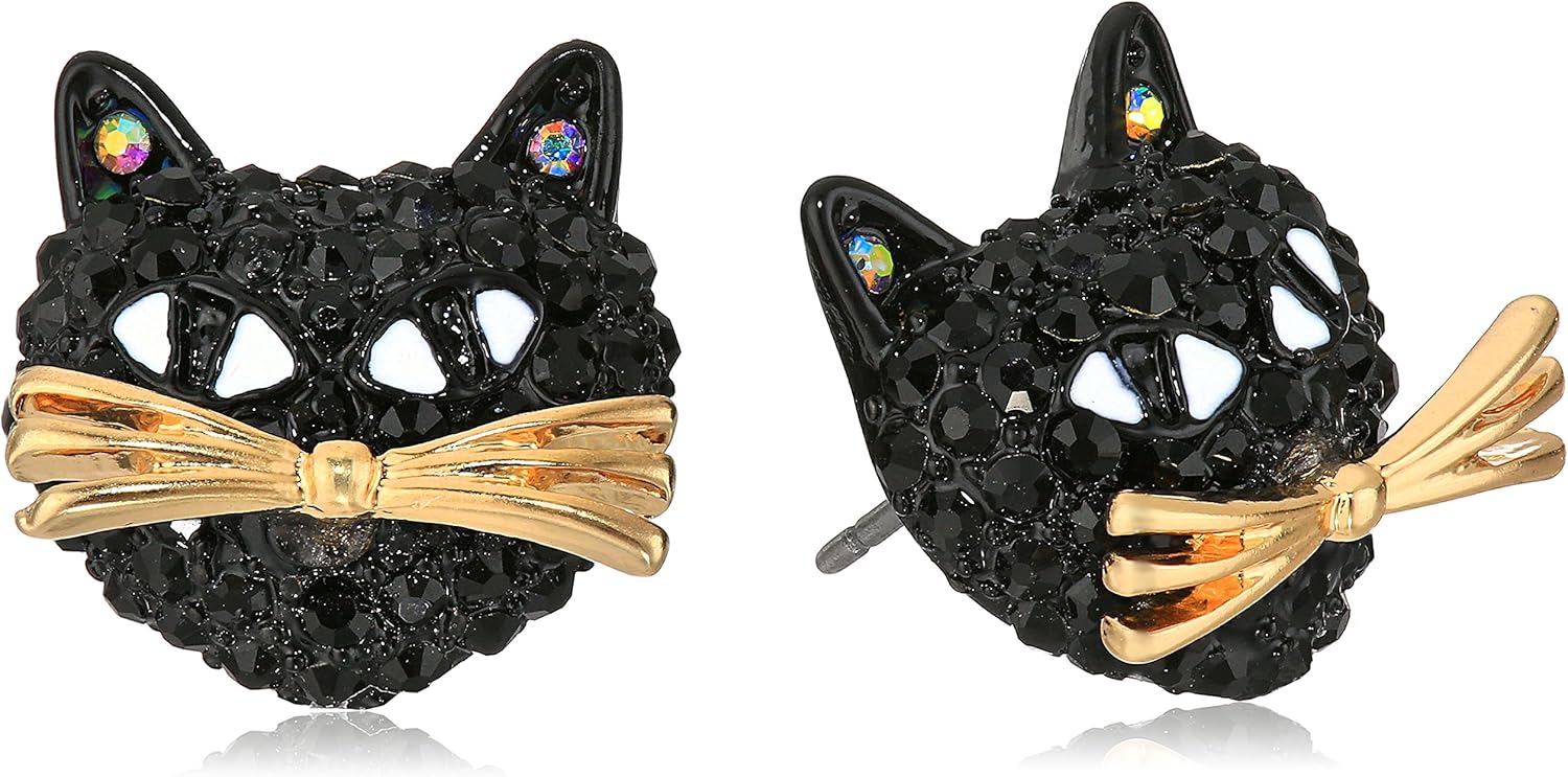Betsey Johnson Pave Cat Stud Earring