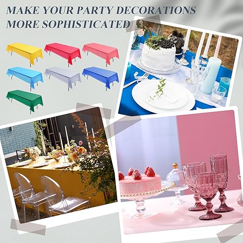 Miniatura 3 de Preboun 40 manteles de plástico desechables a granel de 54 x 108 pulgadas, manteles rectangulares de plástico surtidos para fiestas temáticas,