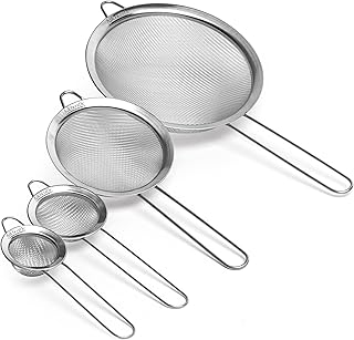 Kitchenitte Set of 4 Stainless Steel Strainers - Extra Fine Mesh Strainers for Kitchen - 2.2", 2.8", 4.7", and 7.1" Sizes...