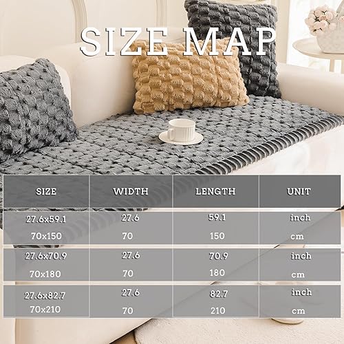 Miniatura 4 de Funda de sofá para perros, fundas de sofá mullidas para mascotas, jacquard geométrico, coral, apta para mascotas, lavable, antideslizante, protector