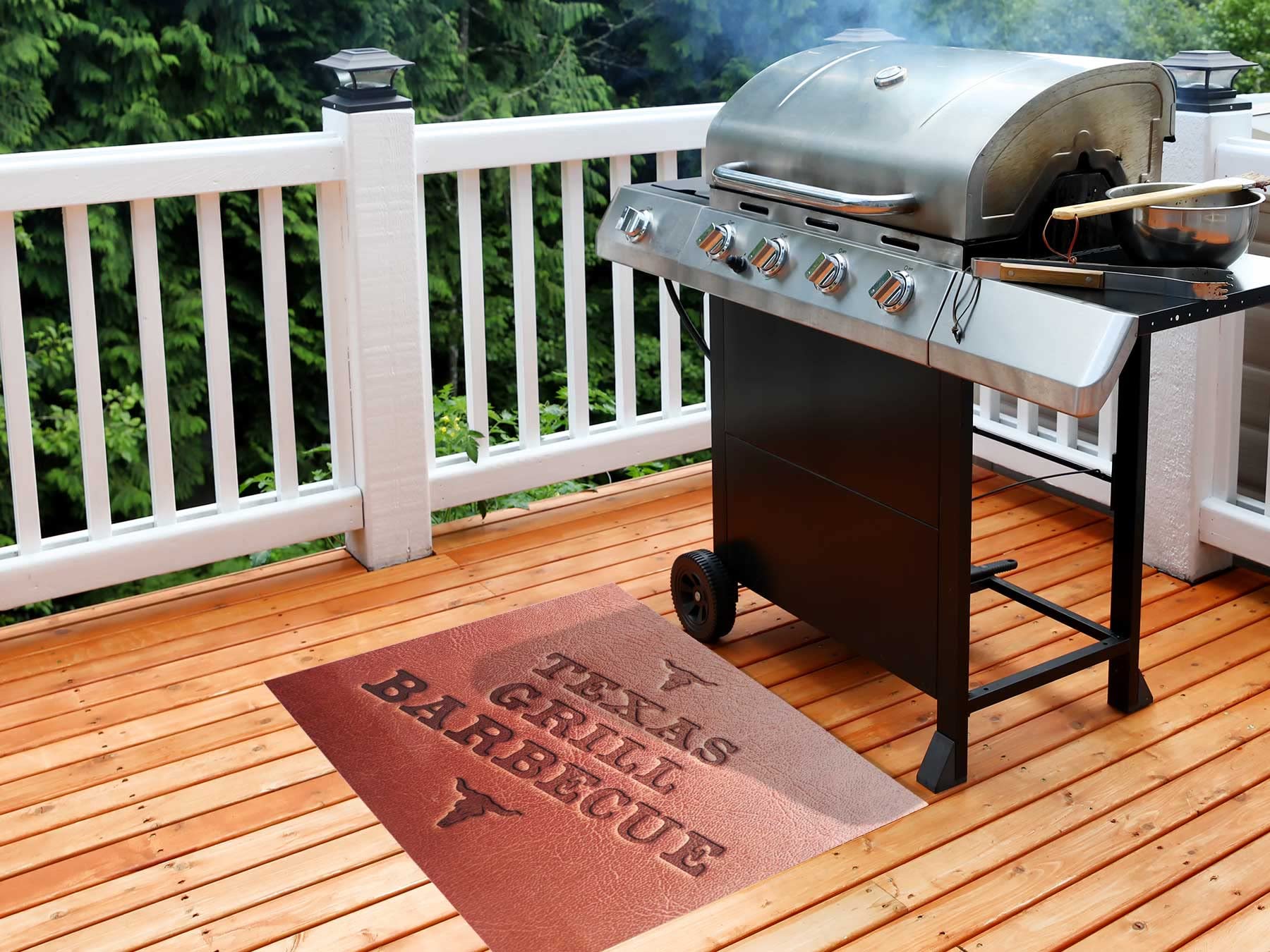 Primaflor Bodenschutzmatte Für Grill Und BBQ - 90 X 120 Cm, Texas, Viele Motive, Rutschfeste Matte, Robuste Unterlage, Schwer Entflammbarer Teppich, Vorleger Für Außen