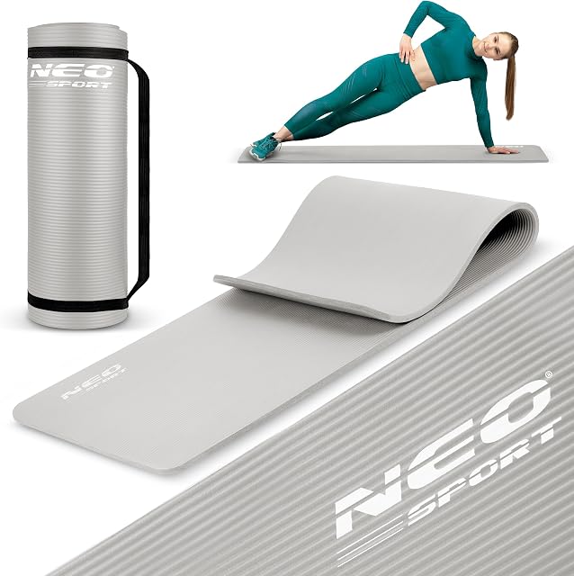 Neo-Sport Mata do Ćwiczeń 173 x 61 cm - Grubość 0,6 cm - Antypoślizgowa Mata Treningowa do Fitnessu, Jogi + Sznurek do Przenoszenia - Wodoodporna i Wytrzymała - Wysoka Amortyzacja