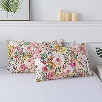 Vista 17 de FADFAY Juego de funda de edredón floral 100% algodón a rayas verdes y beige, ropa de cama de flores desgastadas con diseño de ramas botánicas
