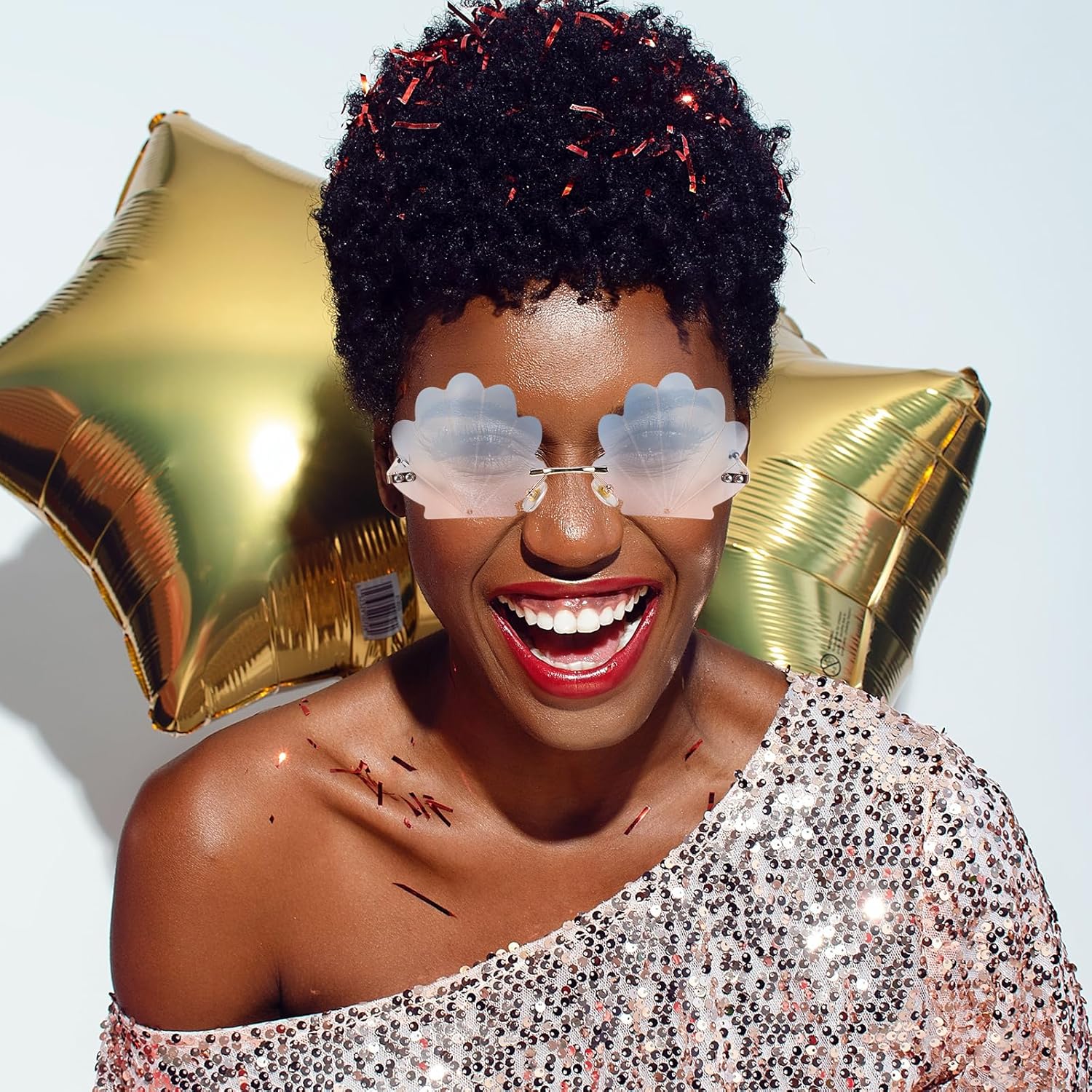 Homoyoyo Seashell Frameless Sunglasses for Parties Funny Rimmed Eyewear for Adults Unique Costume Accessory - Image 8