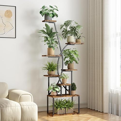 Soporte para plantas de interior con luces de crecimiento, estante para plantas de 65 pulgadas de alto, soportes iluminados para plantas de cultivo