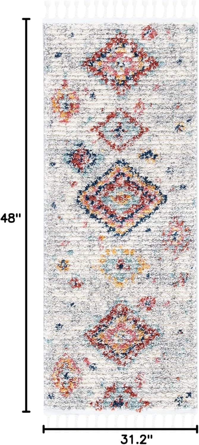 SAFAVIEH Morocco Collection Accent Rug - 2'6" x 4', Ivory & Multi, Moroccan Boho Tribal Design, Non-Shedding & Easy Care, Ideal for High Traffic Areas in Entryway, Living Room, Bedroom (MRC954A)