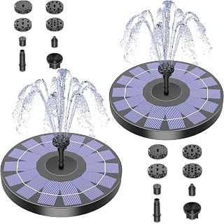 AISITIN 2PCS Solar Springbrunnen für Außen mit 4 Stützstangen und 6 Effekte