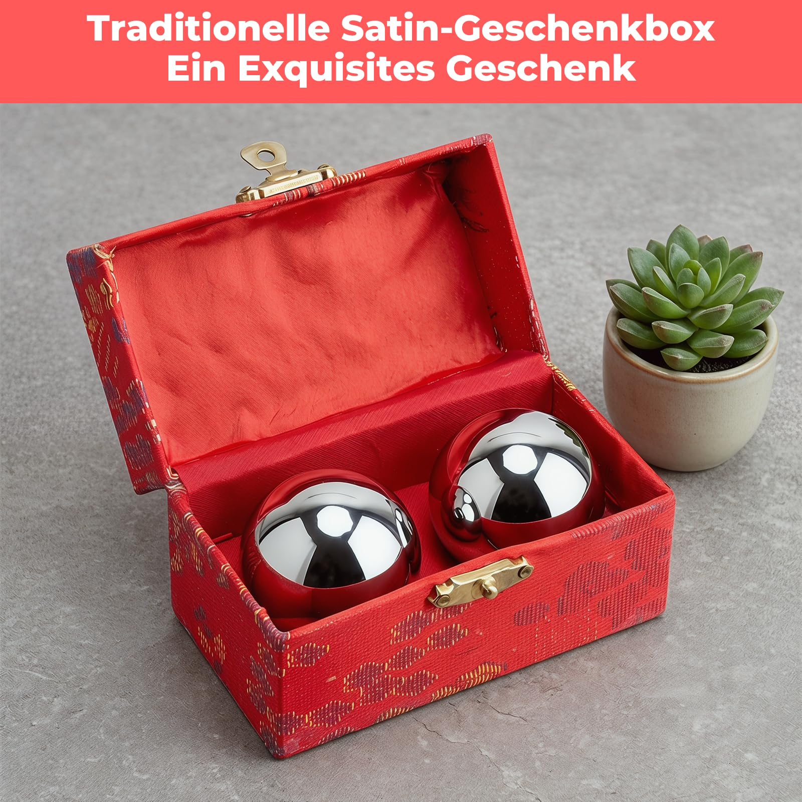 Qi Gong Bolas de metal de 38 mm, bolas de sonido para relajación y meditación, bolas de entrenamiento Qi Gong para principiantes y personas mayores, agradable bola de sonido con caja de