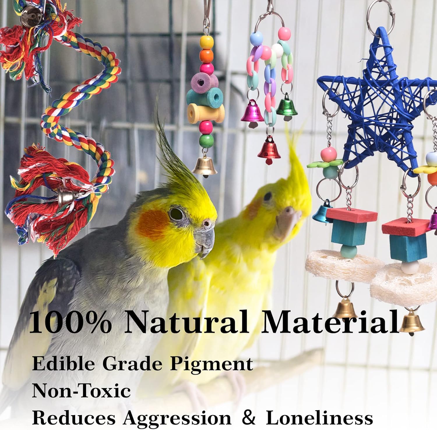 MQUPIN Bird Parrot Toys Budgie Toys and Parrot Cage Accessories, 12