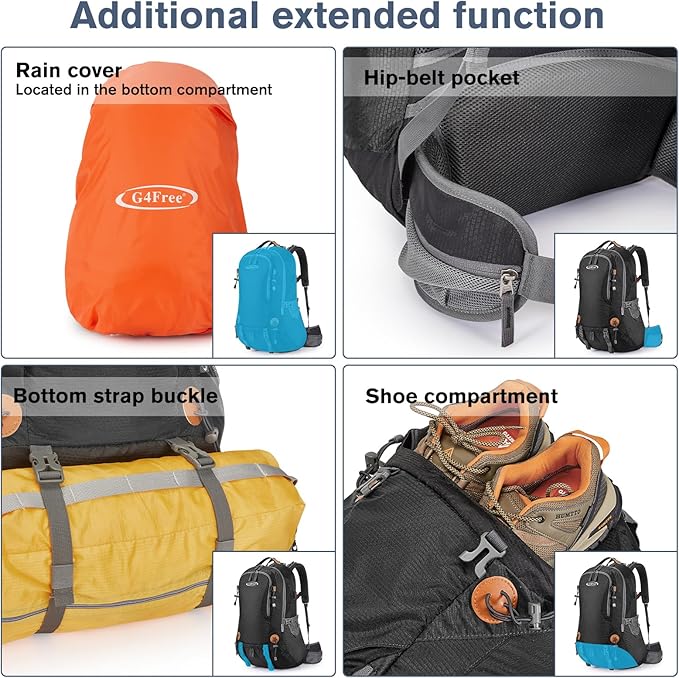 Mochila Senderismo G4Free 50L Impermeable con Cubierta Lluvia miniatura 5
