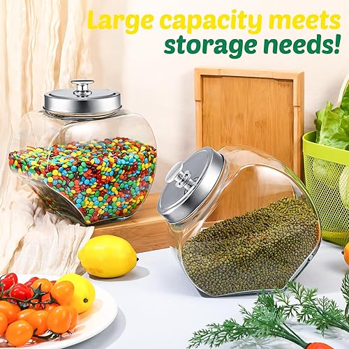 Miniatura 3 de Mumufy Juego de 3 tarros de almacenamiento inclinados de vidrio de 75 onzas grandes para dulces con tapas, tarro de galletas con parte superior de