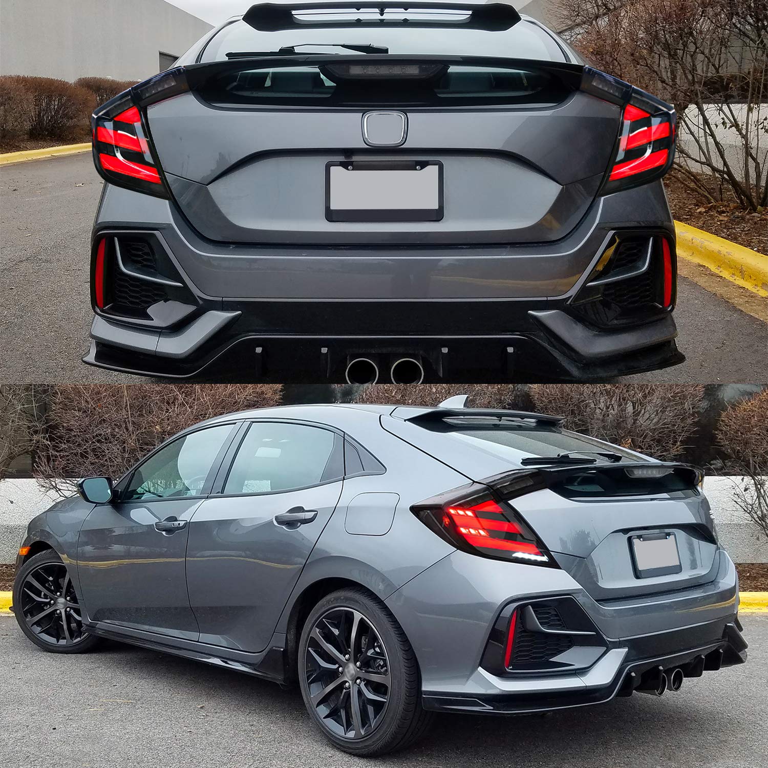 Archaic LED Luces traseras compatibles con 10th Honda Civic Type R Hatchback FK7 FK8 2016-2020, con señal de giro secuencial, animación DRL, par