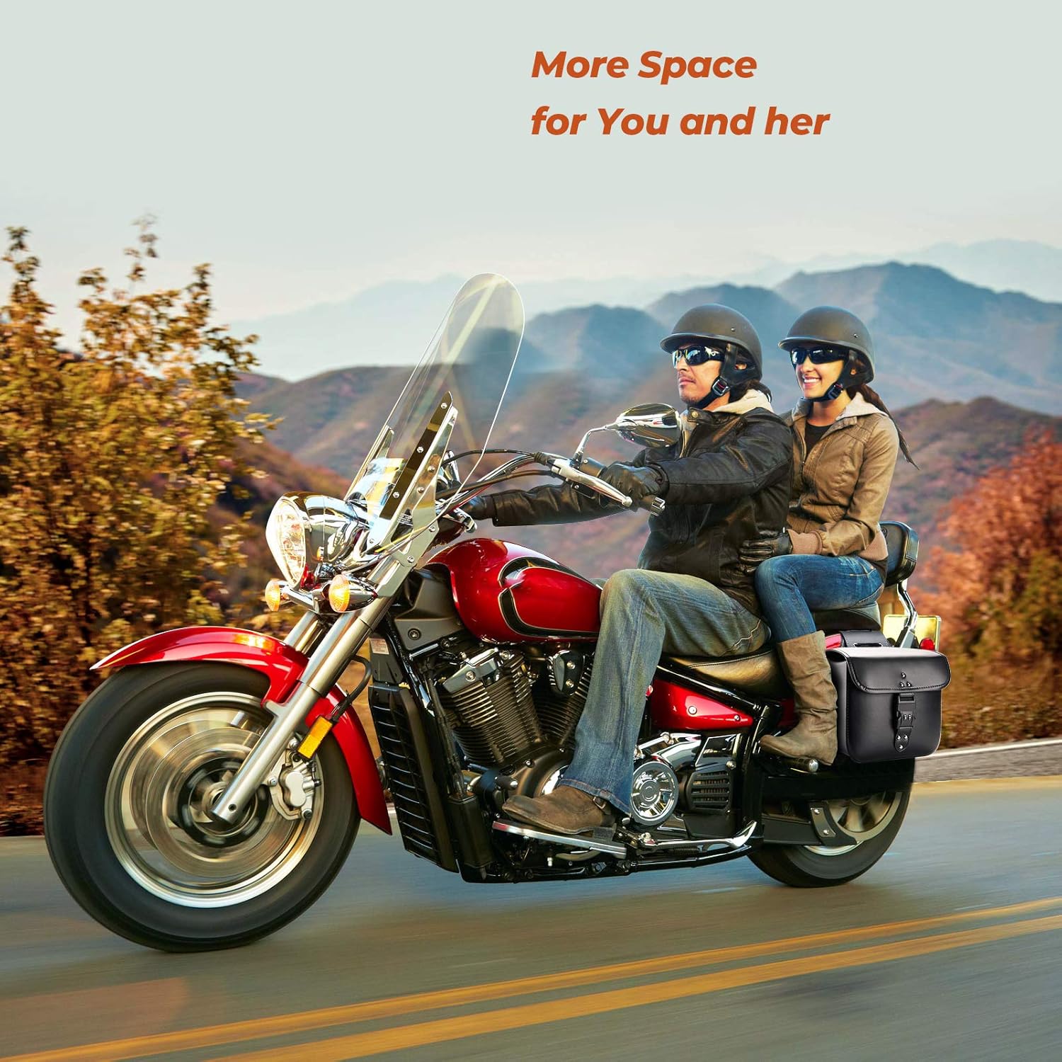 Motorcycle Saddlebags Throw Over Saddle bags Panniers Side Bags with lock for Sportster Softail Dyna Road King Synthetic Leather Universal, 1 Pair, Black : Automotive
