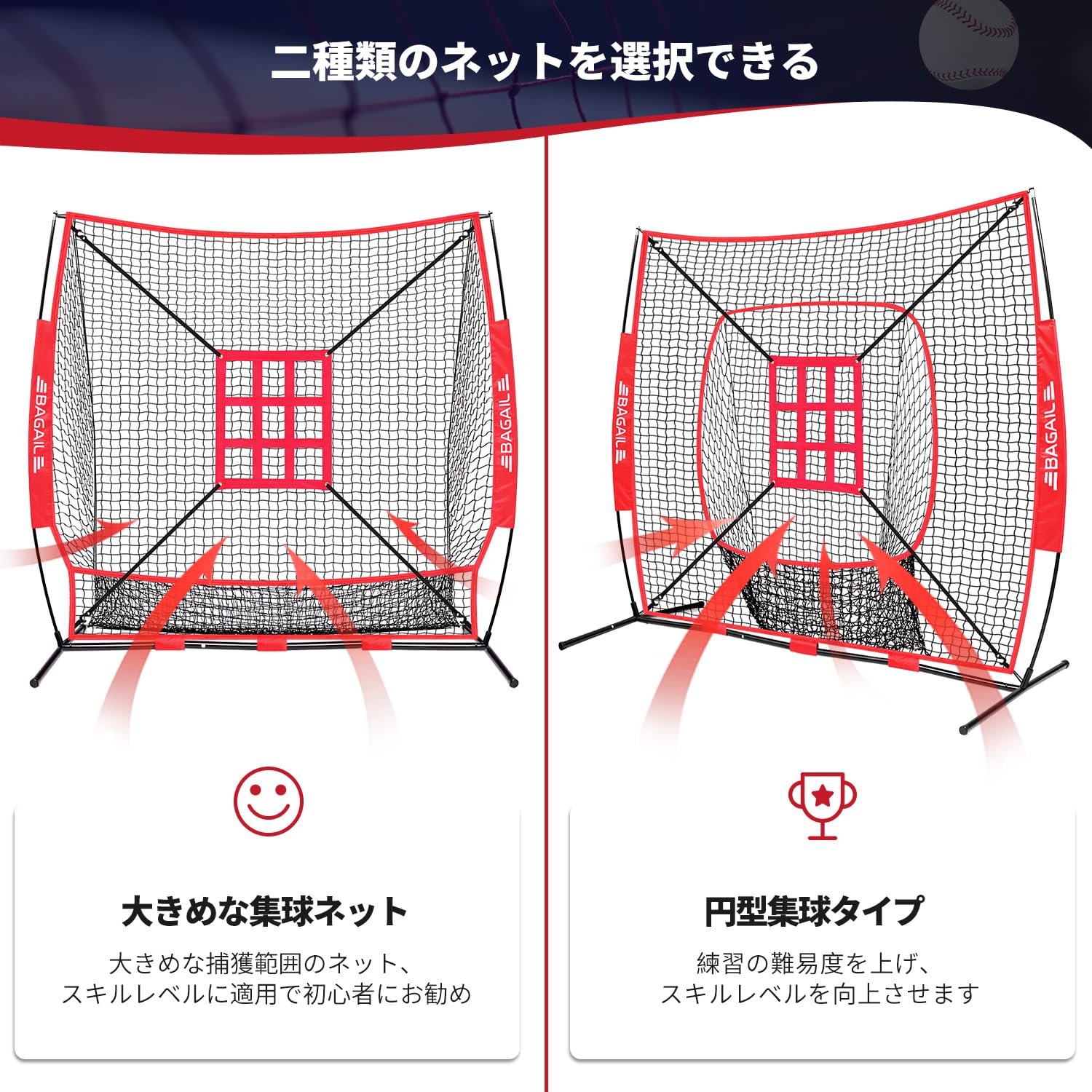 Amazon | BAGIL野球ネット ベースボールネット 練習用 バッティング