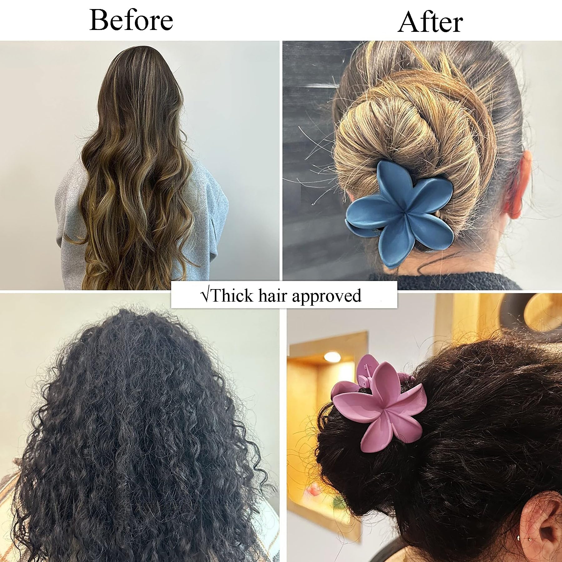 YIHECWY 6 PCS Flower Hair Clips Flower Claw Clips Hair for Women Girls Non-Slip Large Hair Clip ABS Strong Hair Hold Jaw Clamps (8CM) - Image 4