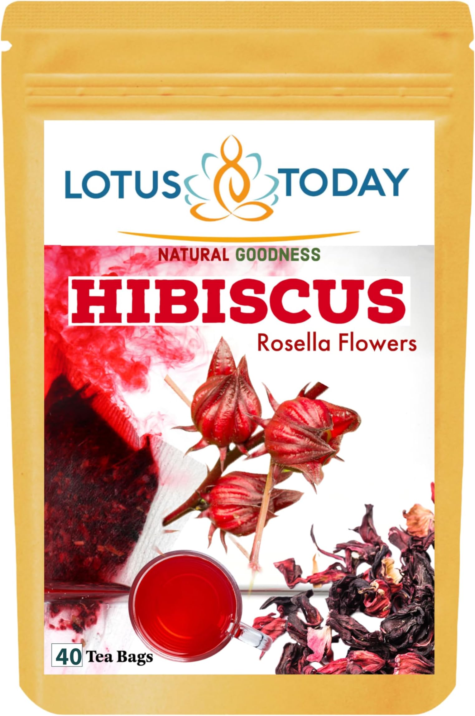 Lotustoday Hibiscus Tea Rosella Flowers Pure Hibiscus Sabdariffa 40 Tea bags