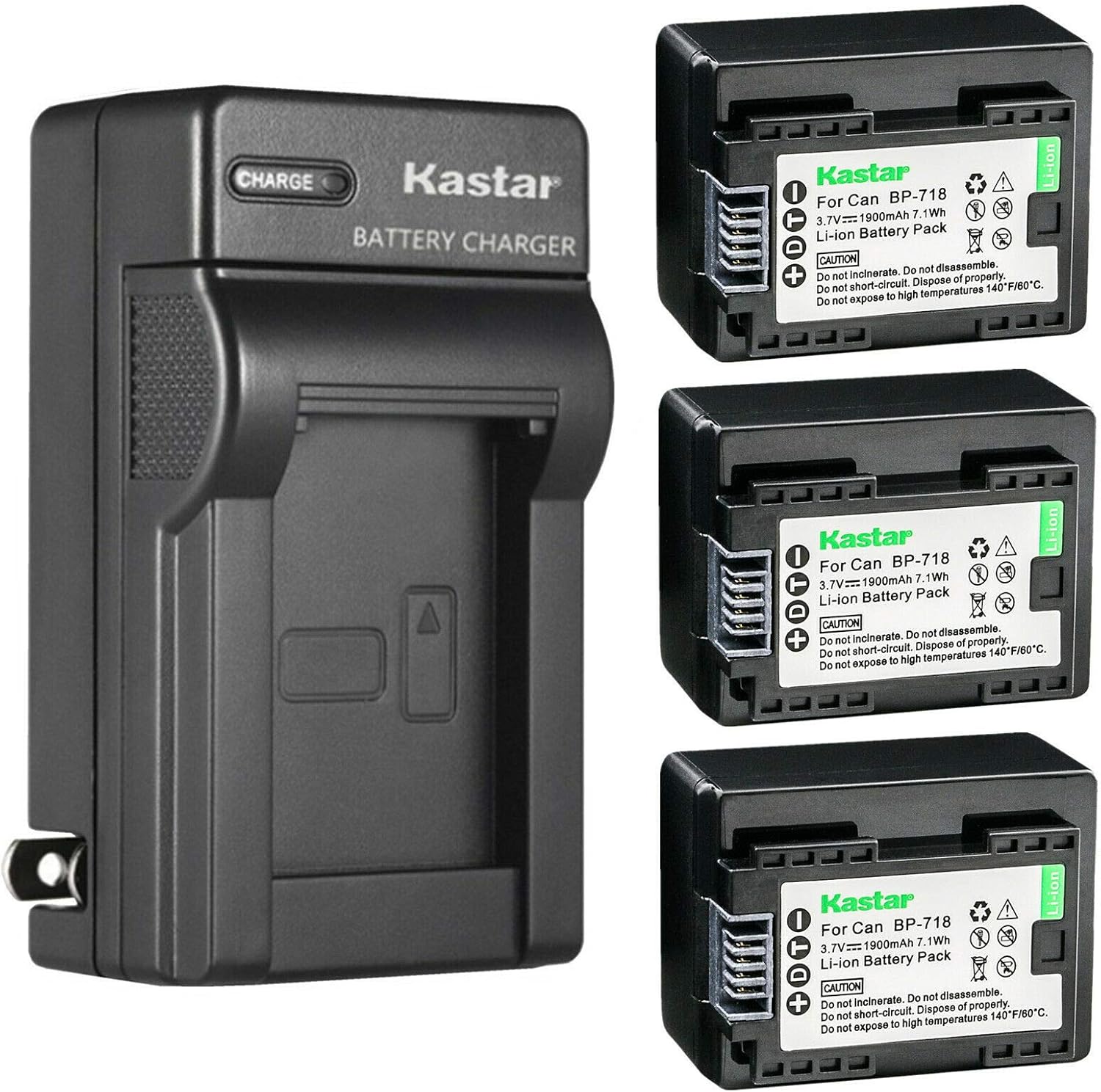 Kastar 1 Pack BP-718 BP718 Battery and AC Wall Charger Compatible with Canon VIXIA HF R50 HFR50, VIXIA HF R52 HFR52, VIXIA HF R60 HFR60, VIXIA HF R62 HFR62, VIXIA HF R70 HFR70 Cameras