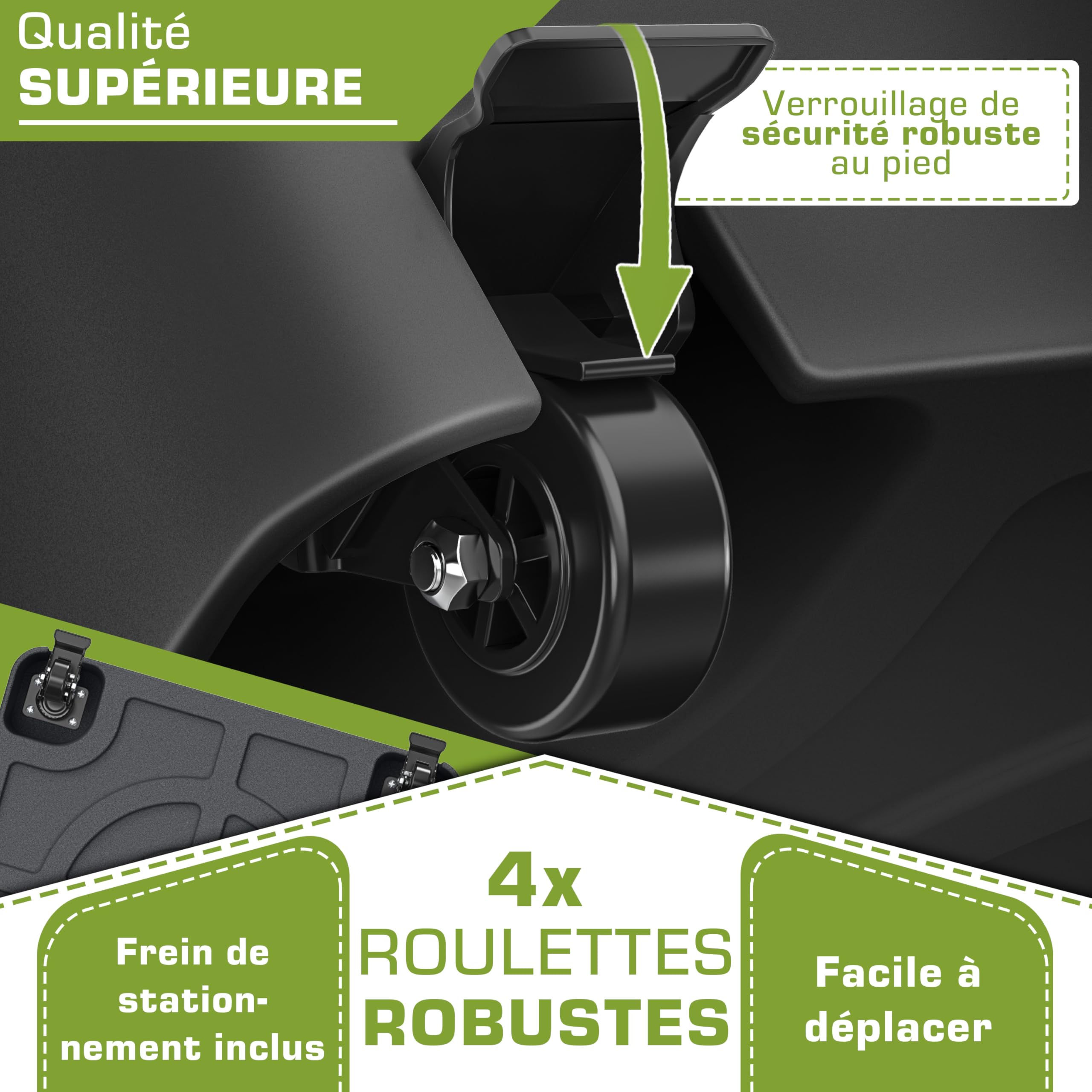 tillvex® Pied de Parasol GRAVIA à roulettes et Freins | Support de lestage Parasol à remplir 37L/56kg | Poids pour Parasol Droit et de marché Ø1,8-3,7m | Résistant aux intempéries et UV (Noir)