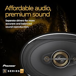 PIONEER A-Series Plus TS-A1681F 6.5 4-Way Speakers (Pair) 350W Max, Balanced Sound + Smooth Treble, Enhanced Bass, Ideal Factory Upgrade, Installation Adaptors Included