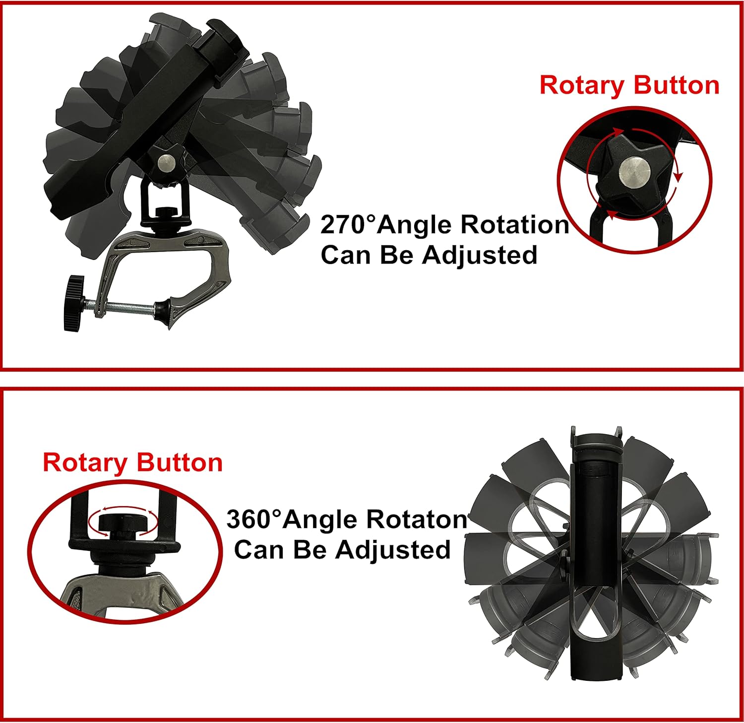 Fishing Boat Rods Holder with Large Clamp Opening 360 Degree Adjustable Fishing Rod Racks Folding Holder
