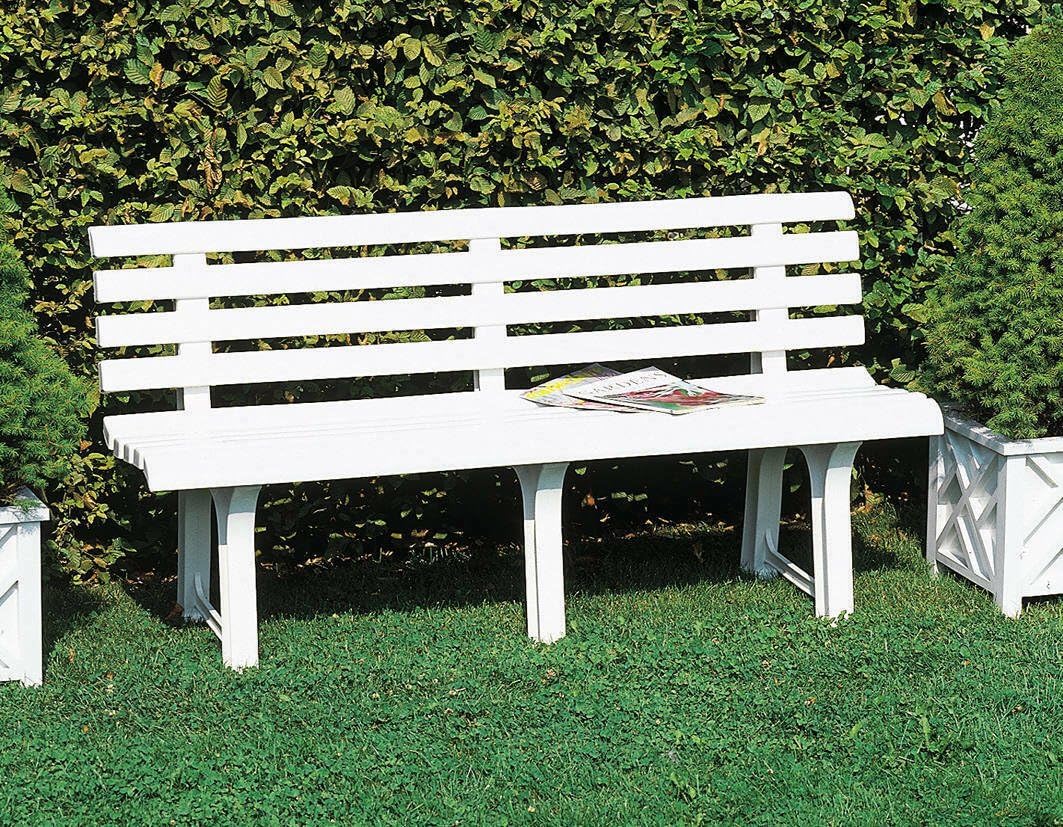 Dmora Made in Italy Esterno 145 x 49 x 74, Panchina in Polipropilene, Panca da Giardino, Bianco