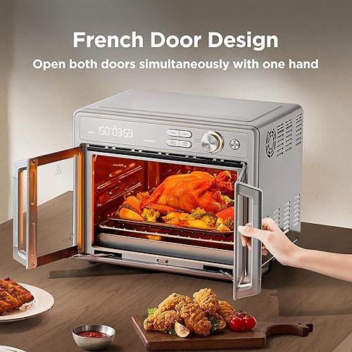 Miniatura 10 de Midea FlexiFy Pro - Combo de freidora de aire para horno tostador, 26.4 cuartos de galón de calor rápido de grafeno 10 en 1, cocina francesa para