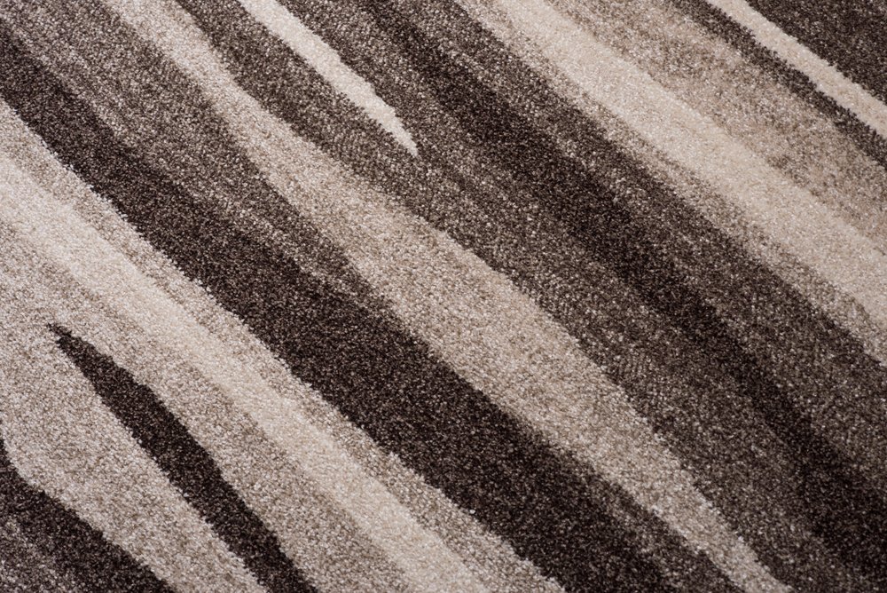 Tapiso Dywan Sari nakrapiany, krótkie runo, designerski, beżowy, brązowy, abstrakcyjne paski, zebra, do salonu, ÖKOTEX 140 x 190 cm