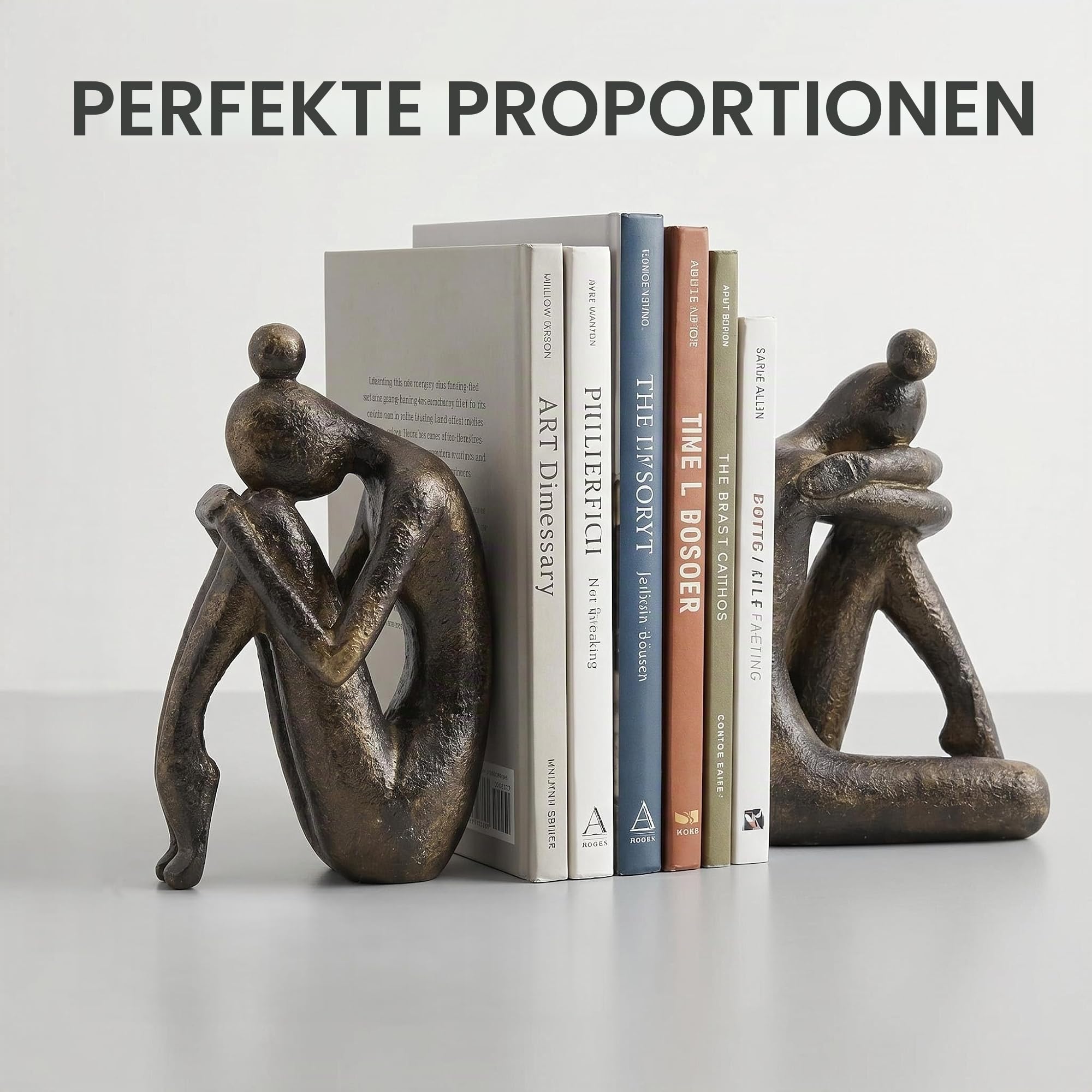 Abstrakte Frauenfigur Buchstützen aus Kunstharz, 1 Paar schwere Bücherhalter im modernen Skulptur-Design, dekorative Regal Deko für Wohnzimmer, Büro, Schreibtisch und Homeoffice