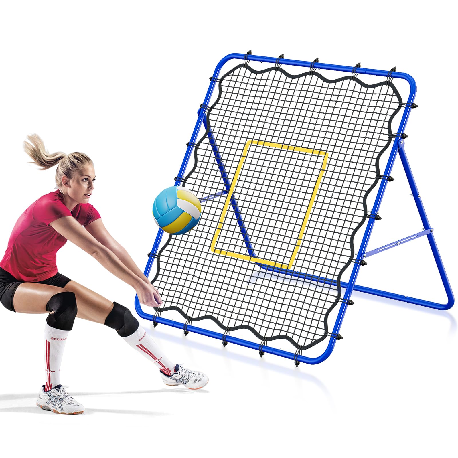 JIRTEMOT Ball's Rebounder, Softball Bounce Back Net, Ground, Line Drive & Fly Ball Return Settings with 6 Ball Return Angles, 4.5X 4 ft