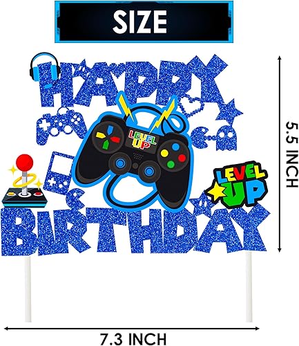 Miniatura 3 de Juego de decoración de pastel de cumpleaños para videojuegos, decoración de pasteles con purpurina, suministros de fiesta temática de videojuegos