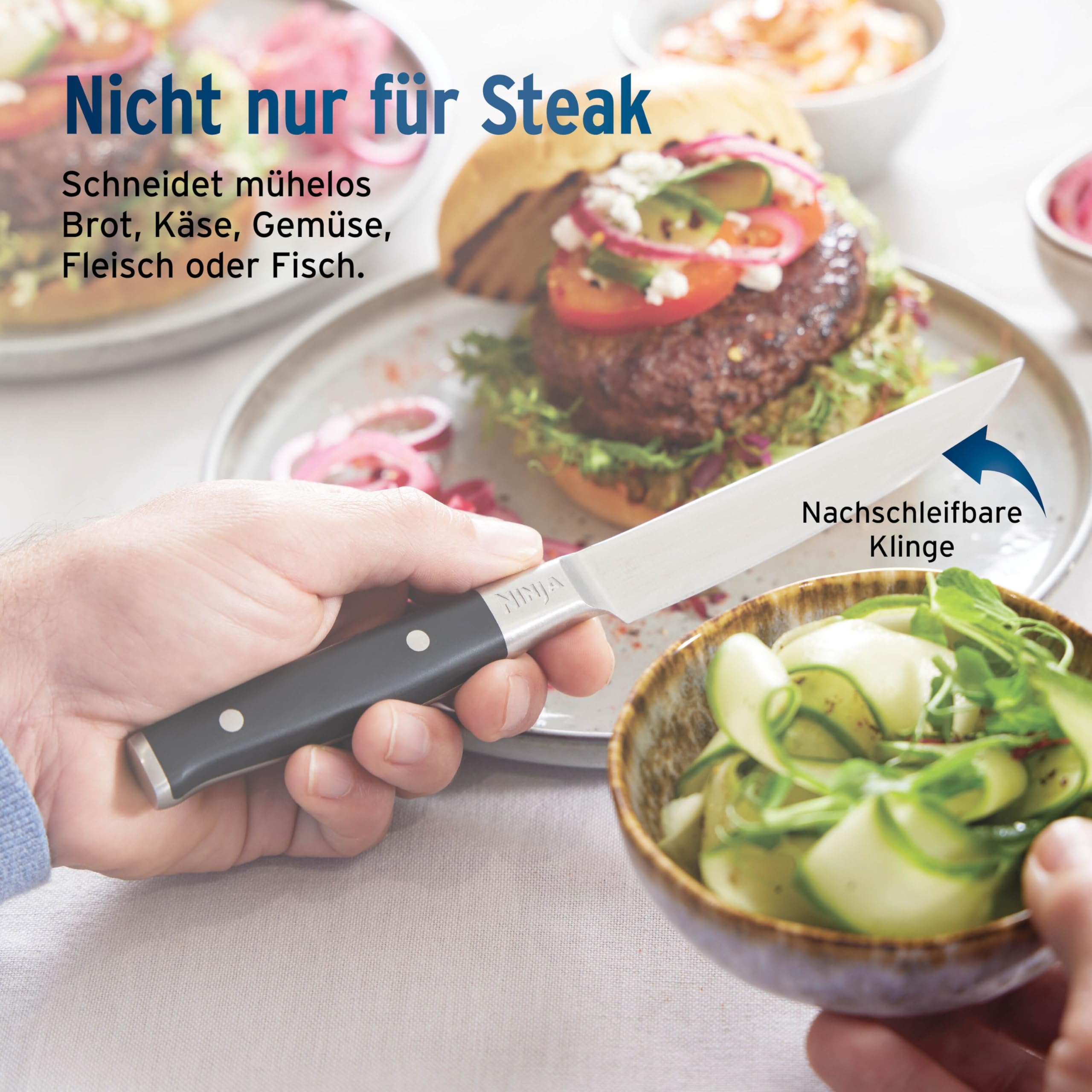 Ninja StaySharp 13-teiliges Messerblock-Set mit abnehmbarem Messerschärfer – Steingold NK32013EUUKSD1