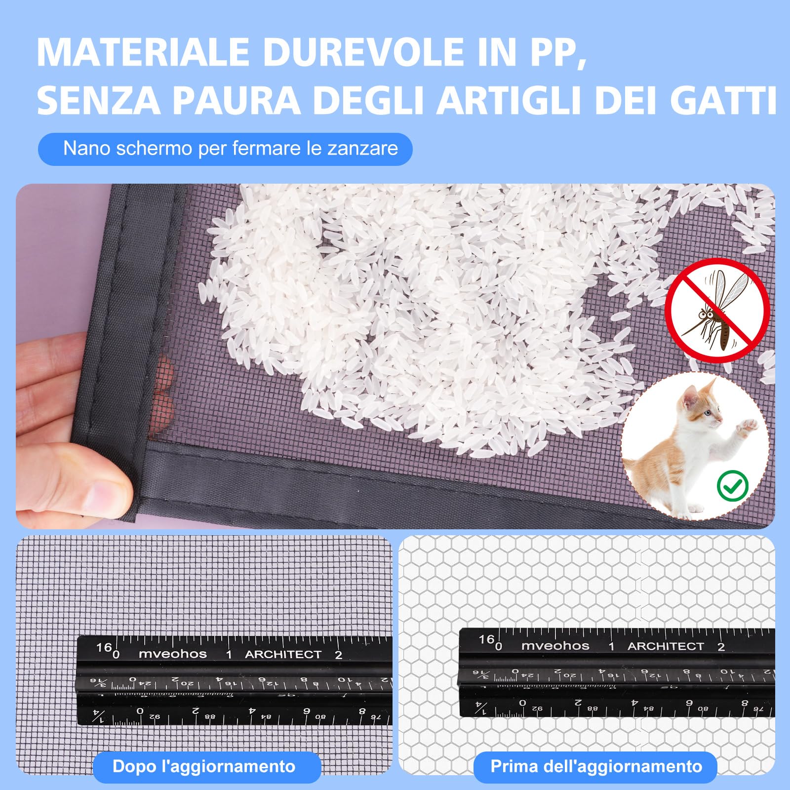 Zanzariere per Finestre con Cerniera Bidirezionale e Nastro Adesivo Trasparente| 70x125 cm | Maglia in PP Antizanzare Traspirante, Riusabili, Lavabili| Installazione Senza Strumenti| Nero