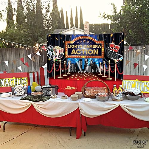 Miniatura 7 de KatchOn, Fondo de acción con luces para cámara, grande, 72 x 44 pulgadas, decoraciones de fiesta temática de película, decoraciones de acción de