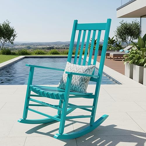 Vista 77 de Shine Company Inc. Silla mecedora para porche estilo Vermont, 4332WT, color blanco