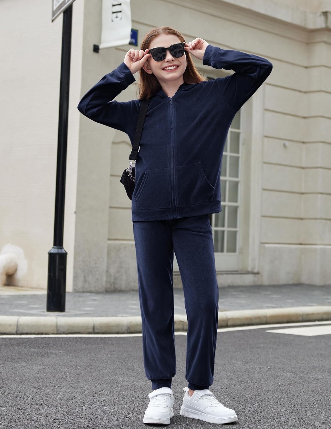 Zaclotre Girls Velour Tracksuits 2 Piece Outfits Zip Up Hoodie and Jogger Sweatpant Sweatsuits Athletic Clothing Sets - Image 3