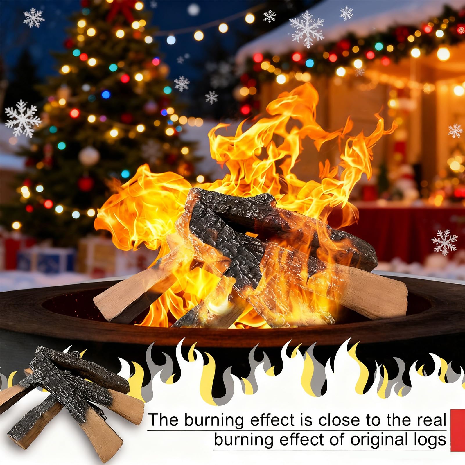 Realistic Faux Gas Fireplace Logs - FREE SHIPPING -4