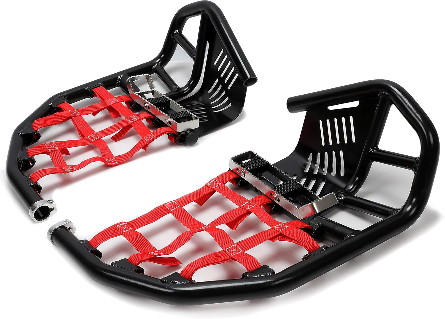 HECASA Nerf Bars Foot Pegs Heel Guards Compatible with All Years Honda TRX 450R 450ER Heel Guards Side Steps (Black Nerfs + Red Nets)