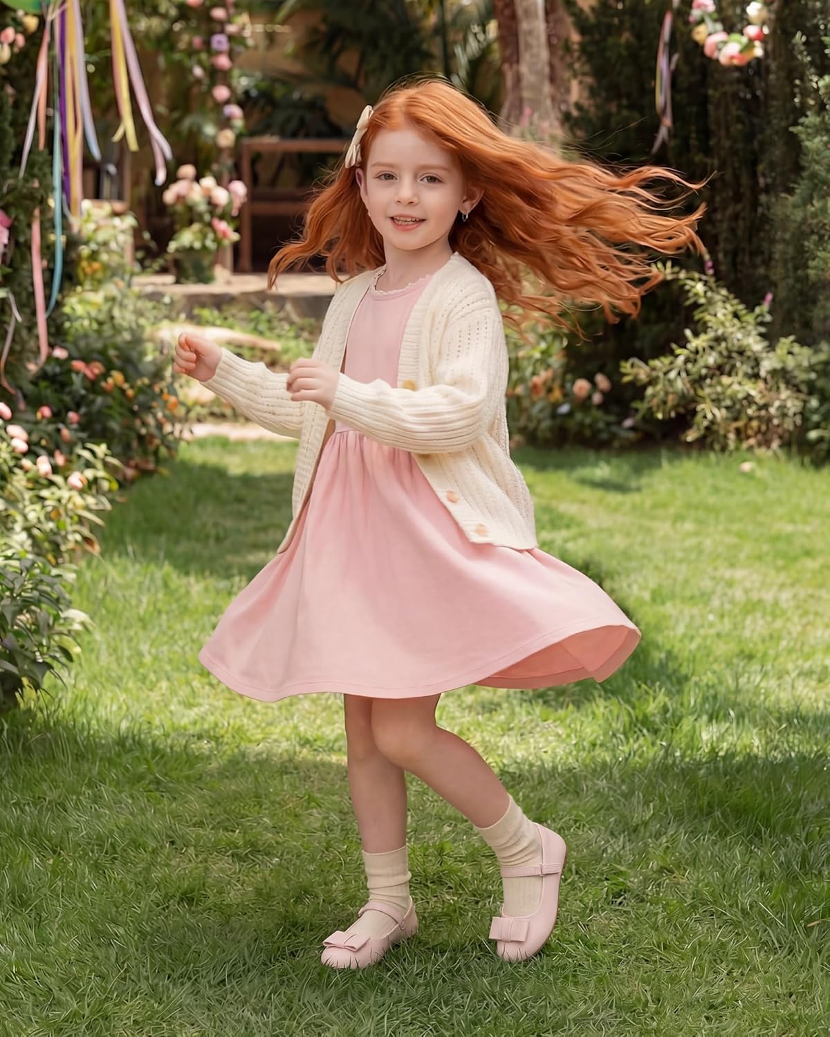 Stelle Girls Dress Shoes Toddler Mary Jane Shoes Flats with Bow for Toddler/Little/Big Kids - Image 2