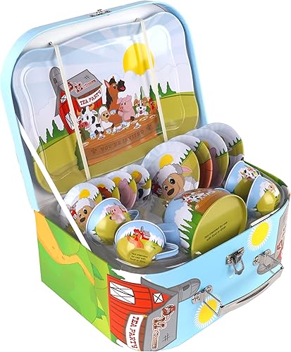 Miniatura 4 de Regal Games Old Macdonald's Tea Time - Juego de té para niños con diseño de animales de Barnyard - Incluye 1 tetera, 4 tazas, 4 platillos, 1 fuente